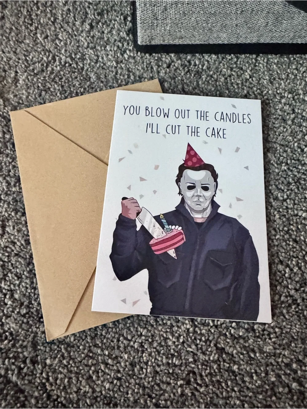 Humorous Creepy Birthday Card - White & Black Design